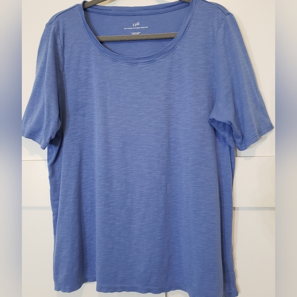 J.Jill Pima Scoop-Neck Elbow-Sleeve Tee Shirt Blue Size Large 100% Pima … - Picture 5 of 10
